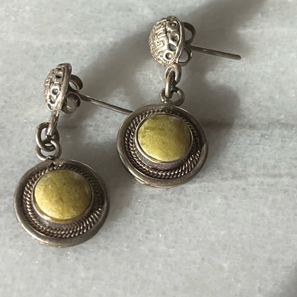 VTG Sterling Silver and green turquoise Earrings